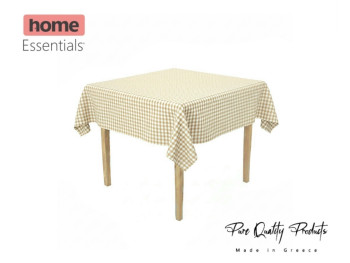 Tablecloth, with 2.5cm check, wrinkle-free, Beige